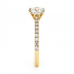 Anillo de Diamante Talla Redonda Ella Oro Amarillo 18k - Casa Celinni