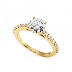 Anillo de Diamante Talla Redonda Ella Oro Amarillo 18k - Casa Celinni