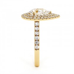 Anillo de Diamante Talla Pera Doble Halo Mi Vida Oro Amarillo 18k - Maison Celinni