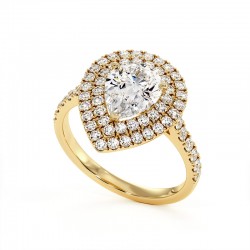 Anillo de Diamante Talla Pera Doble Halo Mi Vida Oro Amarillo 18k - Maison Celinni