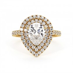 Anillo de Diamante Talla Pera Doble Halo Mi Vida Oro Amarillo 18k - Maison Celinni