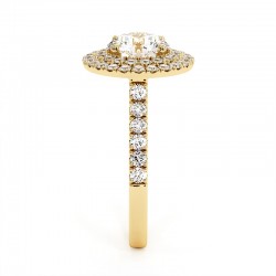 Anillo de Diamante Talla Redonda Doble Halo Mi Vida Oro Amarillo 18k - Maison Celinni