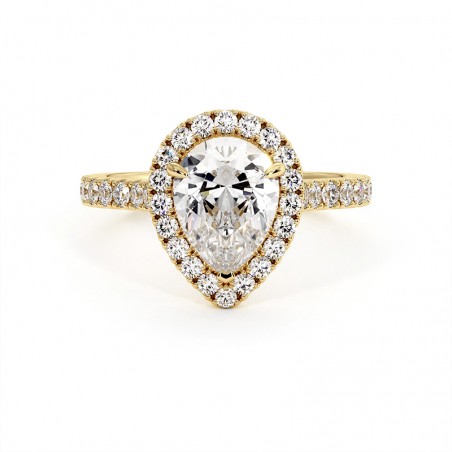 Diamantring Birnenschliff Ma vie Gelbgold 18k 750 Tausendstel