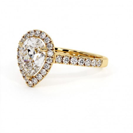 Anillo de Diamante Talla Pera Mi Vida Oro Amarillo 18k 750 Mil&eacute;simas