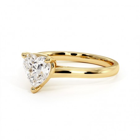 Bague Diamant Taille Cœur Promesse Or Jaune 18k 750 Millièmes