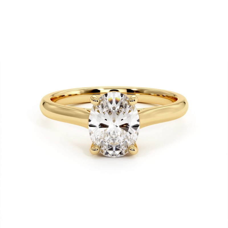 Bague Diamant Taille Ovale Promesse Or Jaune 18k 750 Millièmes