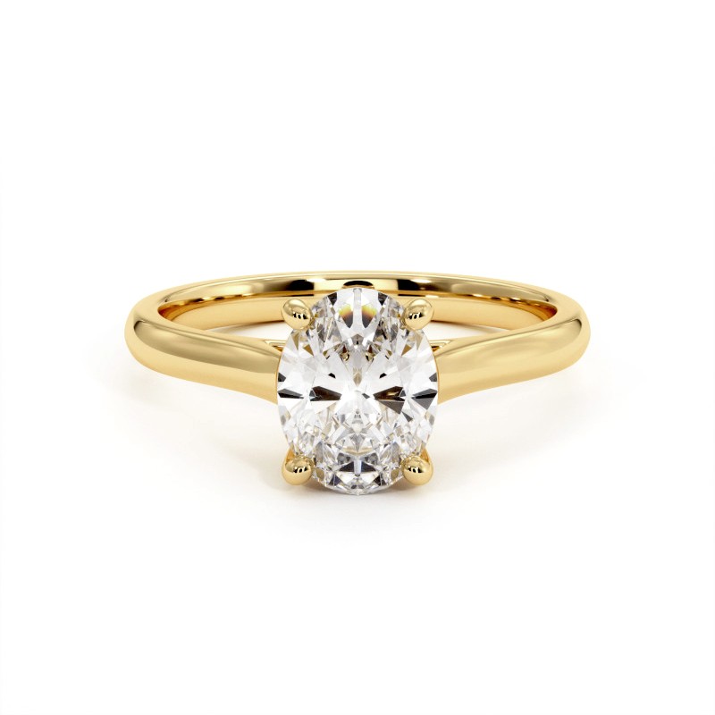Oval Cut Diamond Ring Promesse 18k Yellow Gold 750 Thousandths