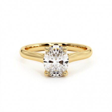 Ovaler Diamantring Promesse Gelbgold 18k 750 Tausendstel
