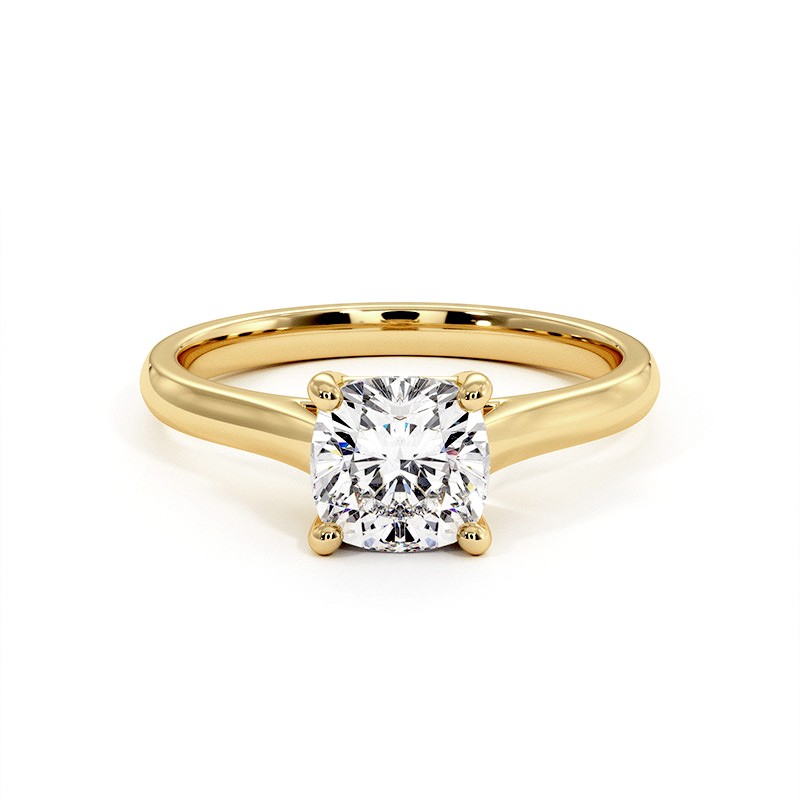 Cushion Cut Diamond Ring Promesse 18k Yellow Gold 750 Millièmes