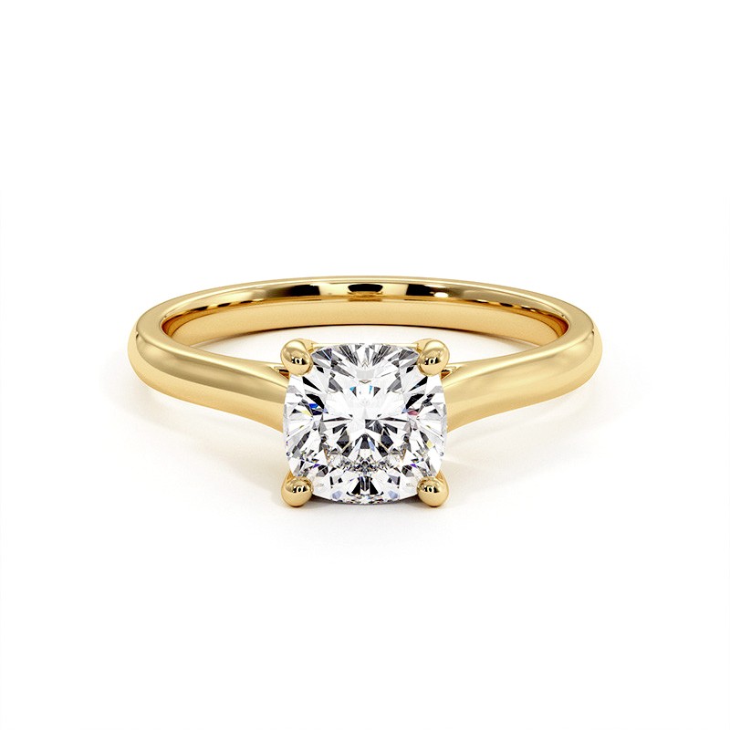 Kissen-Schnitt Diamantring Promesse 18k Gelbgold - Celinni