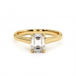 Solitaire Diamant Emeraude en or jaune collection Promesse