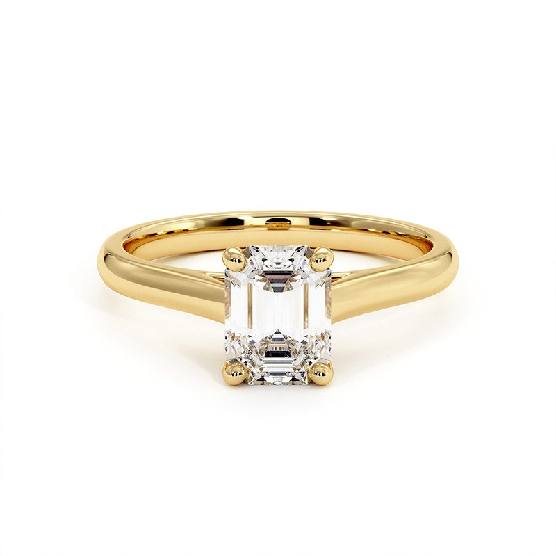 Bague Diamant Taille Emeraude Promesse Or Jaune 18k 750 Millièmes