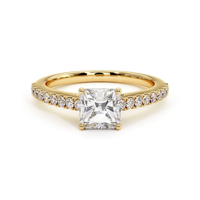 Radiant Cut Diamond Ring Elle 18k Yellow Gold 750 Thousandths