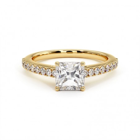 Bague Diamant Taille Radiant Elle Or Jaune 18k 750 Millièmes