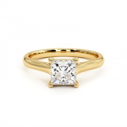 Anillo de Diamante Talla Princesa Promesa Oro Amarillo 18k - Maison Celinni