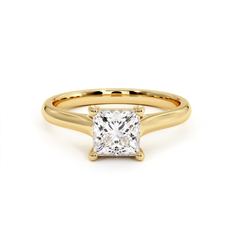 Bague Diamant Taille Princesse Promesse Or Jaune 18k 750 Millièmes