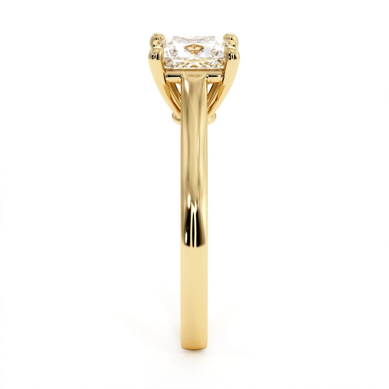 Princess Cut Diamond Ring Promesse 18k Yellow Gold 750 Thousandths