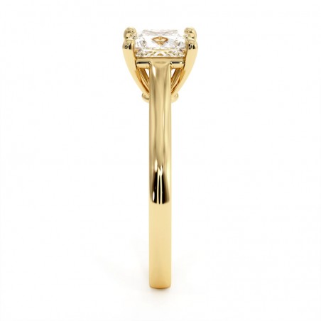 Anillo de Diamante Talla Princesa Promesa Oro Amarillo 18k 750 Mil&eacute;simas
