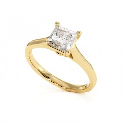 Anillo de Diamante Talla Princesa Promesa Oro Amarillo 18k - Maison Celinni