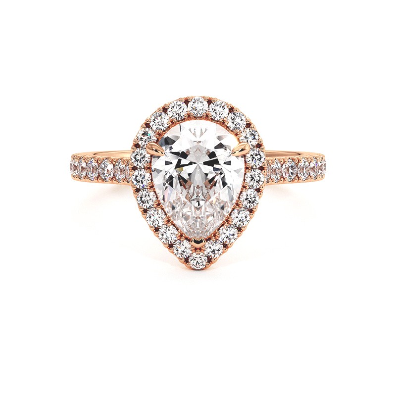 Bague Diamant Taille Poire Ma Vie Or Rose 18k 750 Millièmes