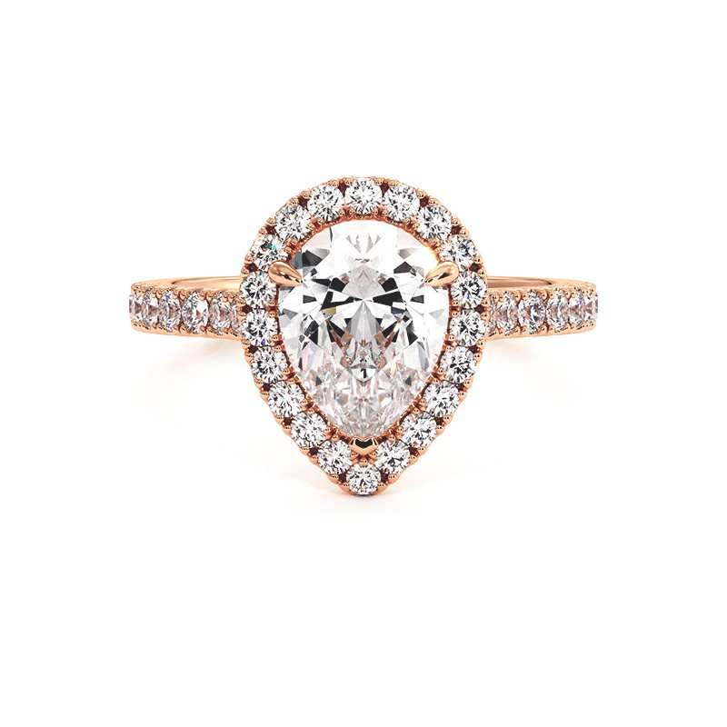 Pear Cut Diamond Ring Ma vie 18k Rose Gold 750 Thousandths