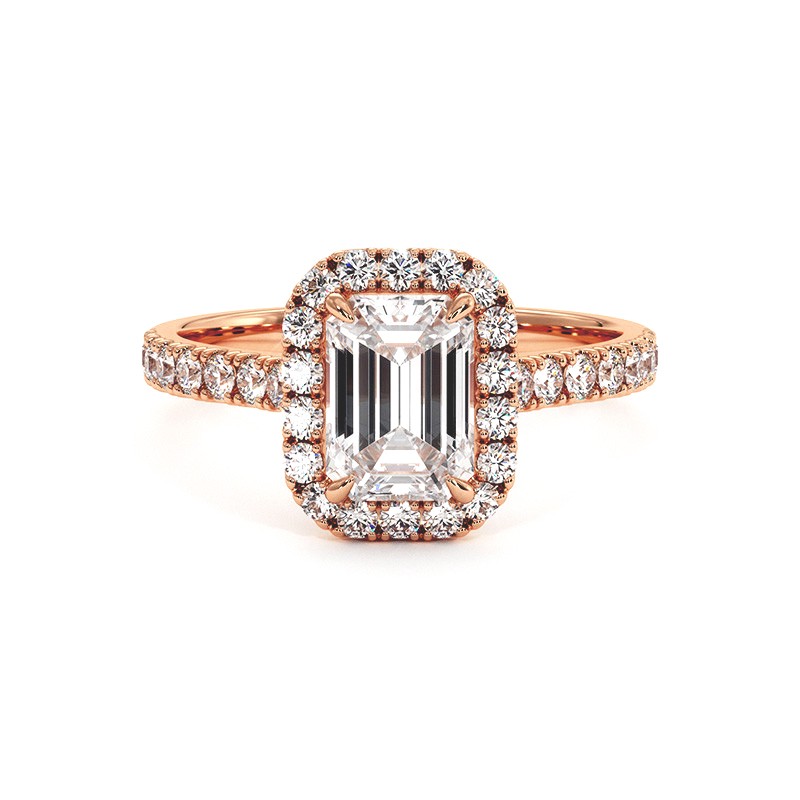 Bague Diamant Taille Emeraude Ma Vie Or Rose 18k 750 Millièmes