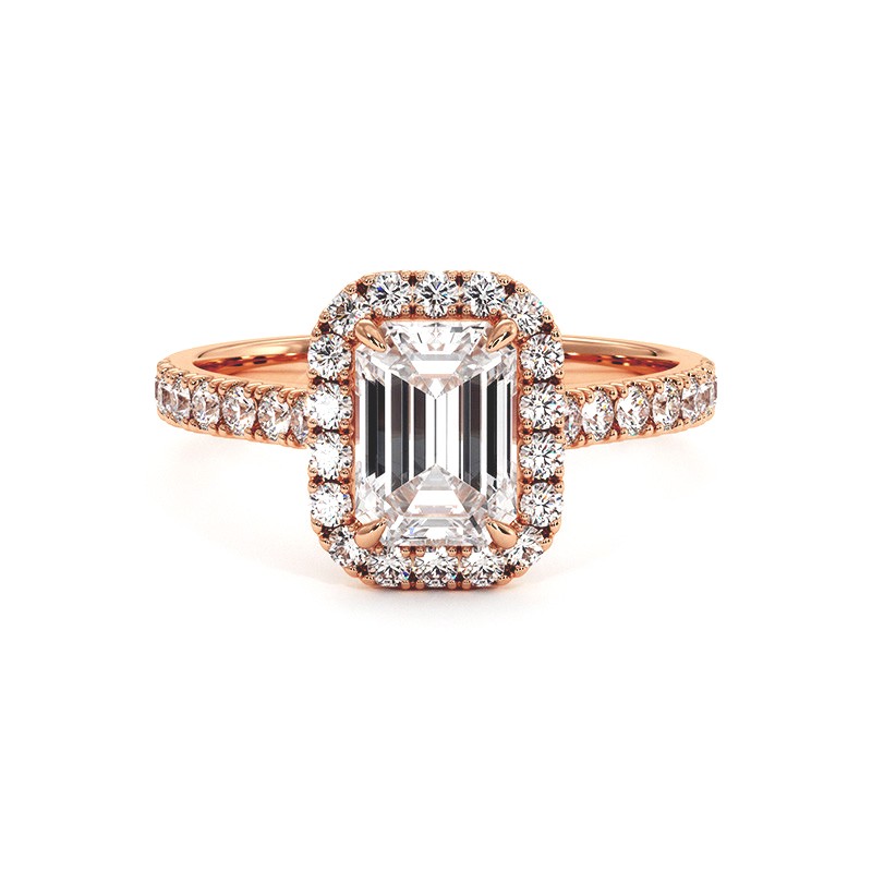 Emerald Cut Diamond Ring Ma vie 18k Rose Gold 750 Thousandths
