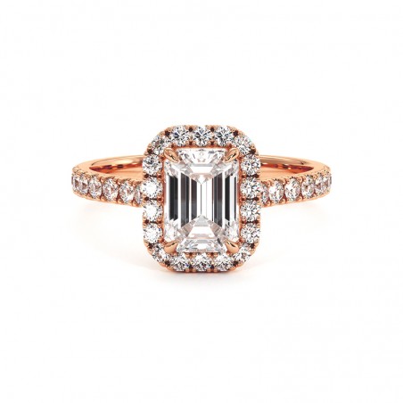 Emerald gesneden Diamanten Ring Ma vie 18k Rose Goud 750 Duizendsten