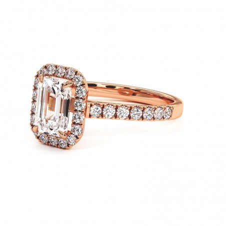 Emerald Cut Diamond Ring Ma vie 18k Rose Gold 750 Thousandths