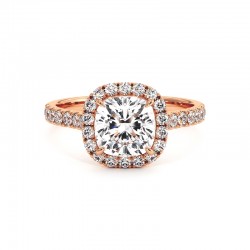 Anillo de Diamante Talla Coj&iacute;n Mi Vida Oro Rosa 18k - Maison Celinni