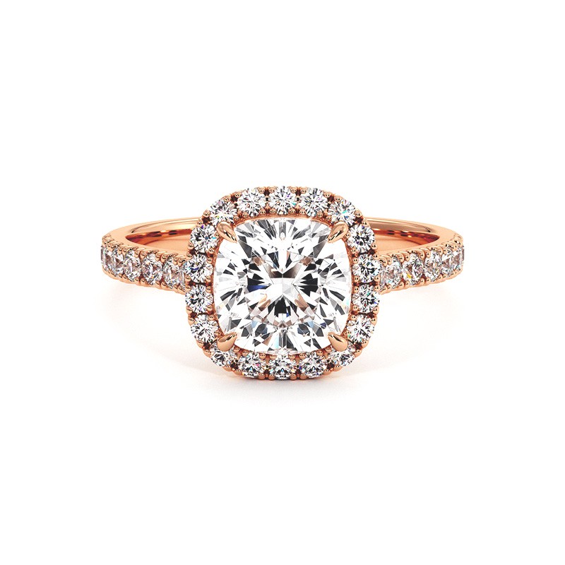 Bague Diamant Taille Coussin Ma Vie Or Rose 18k 750 Millièmes