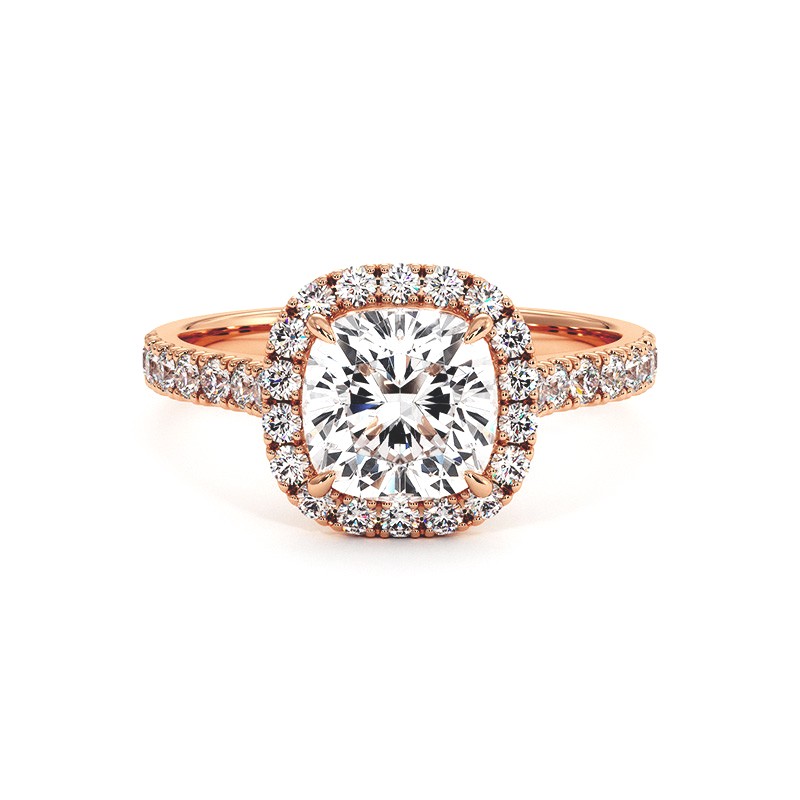 Cushion Cut Diamond Ring Ma vie 18k Rose Gold 750 Millièmes