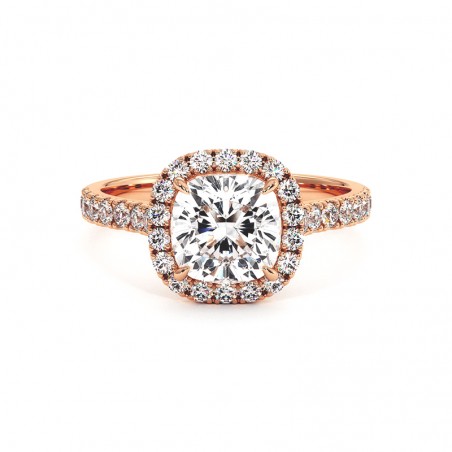 Diamanten Ring Kussenmaat Ma vie 18k Rose Goud 750 Duizendsten