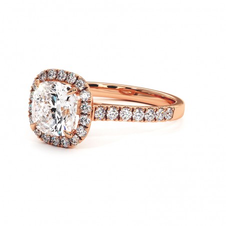 Anillo de Diamante Talla Cojín Mi Vida Oro Rosa 18k 750 Milésimas
