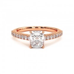 Kissenf&ouml;rmiger Diamantring Elle 18k Ros&eacute;gold - Celinni