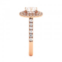 Anillo de Diamante Coj&iacute;n Doble Halo Mi Vida Oro Rosa 18k - Maison Celinni