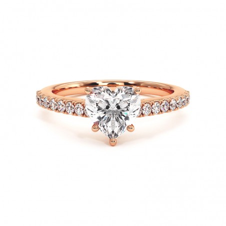 Diamanten Hart Gesneden Ring Elle 18k Rose Goud 750 Duizendsten