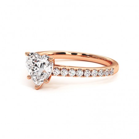 Diamanten Hart Gesneden Ring Elle 18k Rose Goud 750 Duizendsten