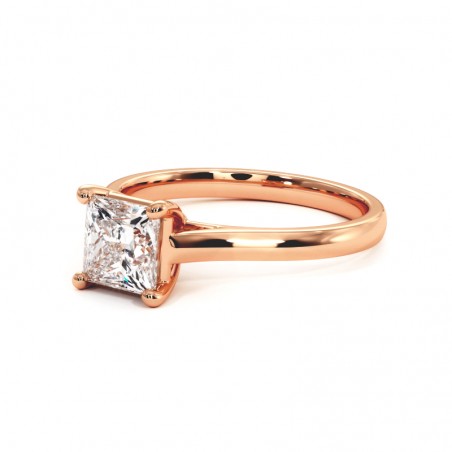 Bague Diamant Taille Princesse Promesse Or Rose 18k 750 Millièmes