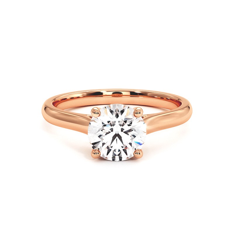 Bague Diamant Taille Rond Promesse Or Rose 18k 750 Millièmes