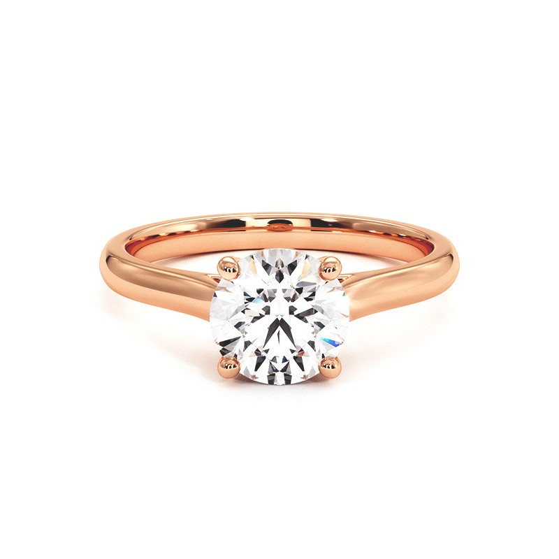 Round Diamond Ring Promesse 18k 750 Thousandths Rose Gold
