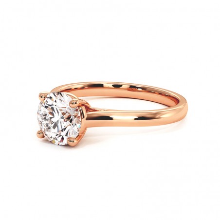 Bague Diamant Taille Rond Promesse Or Rose 18k 750 Millièmes