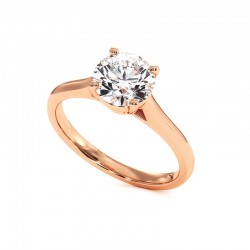 Anillo de Diamante Talla Redonda Promesa Oro Rosa 18k - Maison Celinni