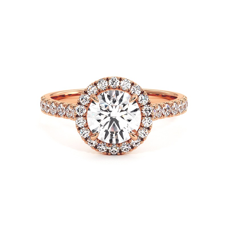 Bague Diamant Taille Rond Ma Vie Or Rose 18k 750 Millièmes