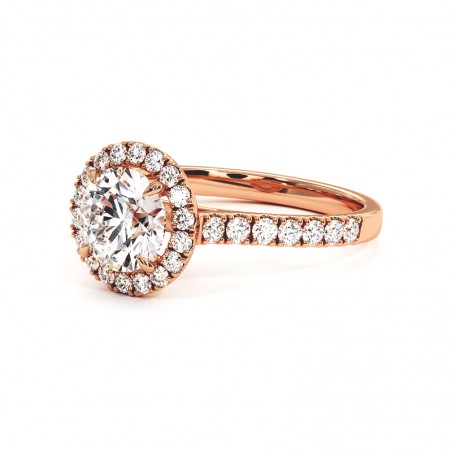 Bague Diamant Taille Rond Ma Vie Or Rose 18k 750 Millièmes