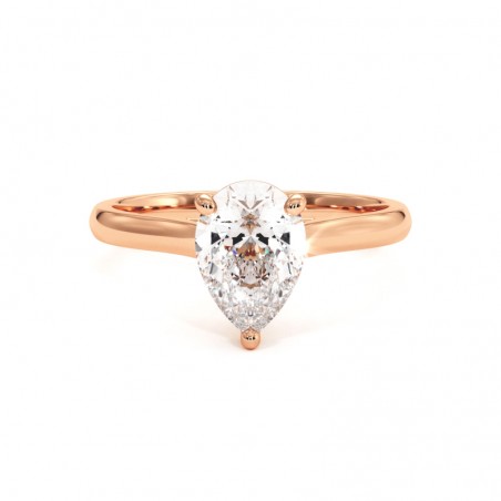 Bague Diamant Taille Poire Promesse Or Rose 18k 750 Millièmes