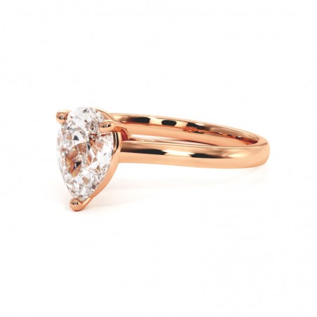 Anillo de Diamante Talla Pera Promesa Oro Rosa 18k 750 Mil&eacute;simas