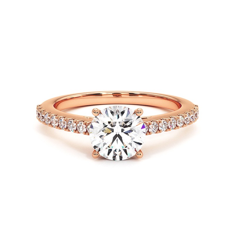خاتم الماس بحجم دائري Elle ذهب وردي 18 قيراط 750 ألفاث
