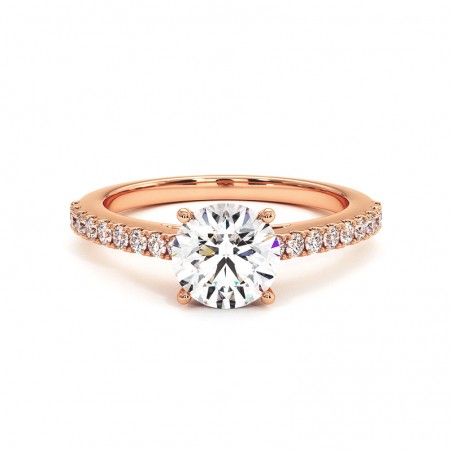 Ronde Diamanten Ring Elle 18k Rose Goud 750 Duizendsten