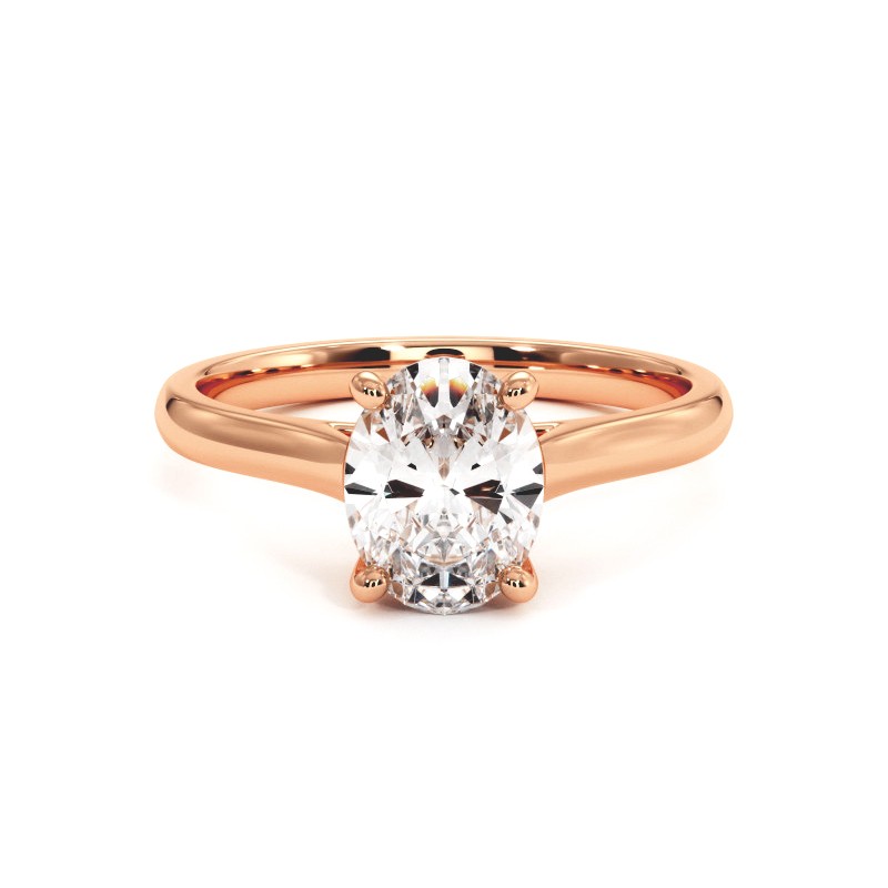 Bague Diamant Taille Ovale Promesse Or Rose 18k 750 Millièmes